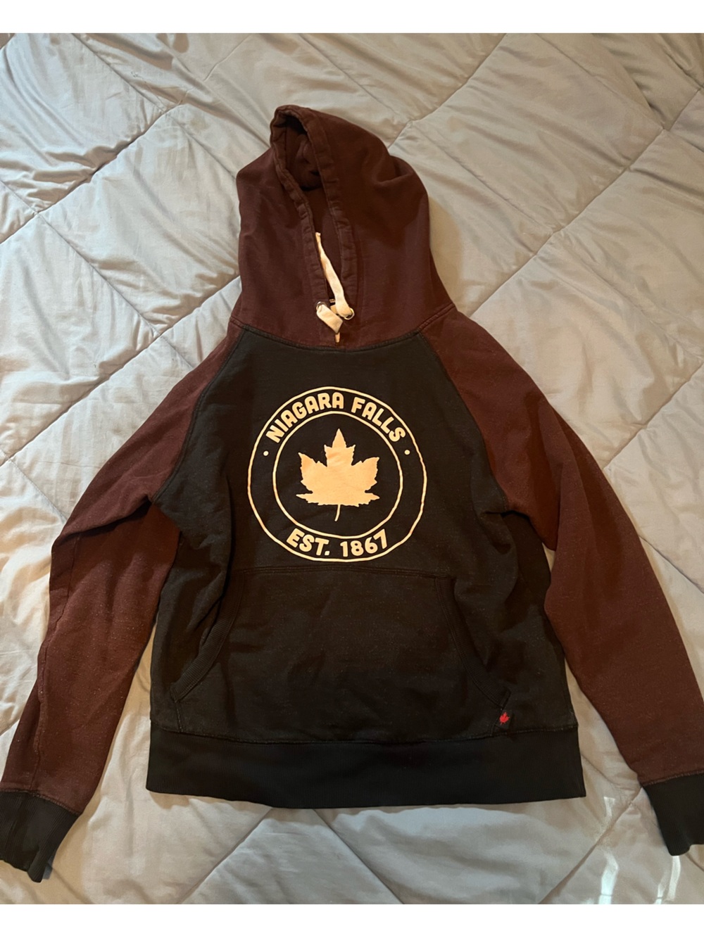 Niagara Falls Two-Tone Black & Burgundy Hoodie Sweatshirt